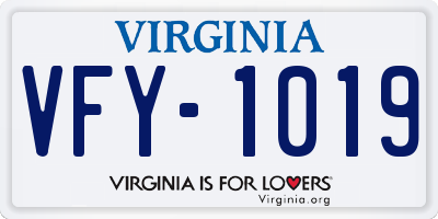 VA license plate VFY1019