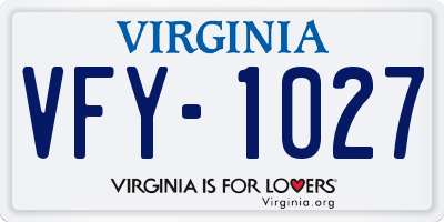 VA license plate VFY1027