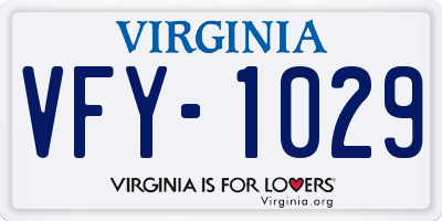 VA license plate VFY1029