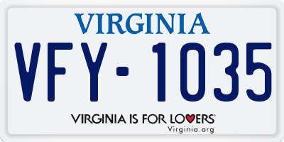 VA license plate VFY1035