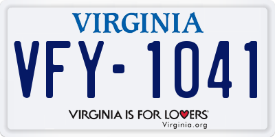 VA license plate VFY1041
