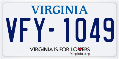VA license plate VFY1049