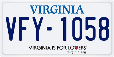 VA license plate VFY1058