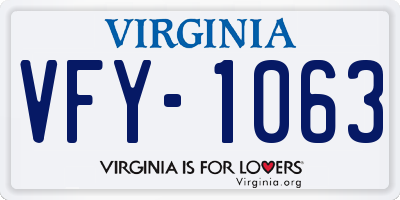 VA license plate VFY1063