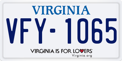 VA license plate VFY1065