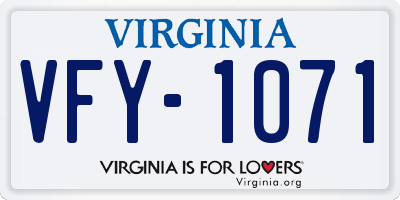 VA license plate VFY1071