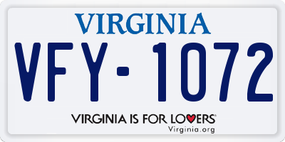 VA license plate VFY1072