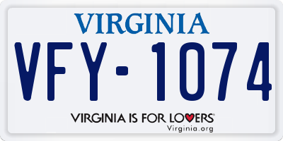 VA license plate VFY1074