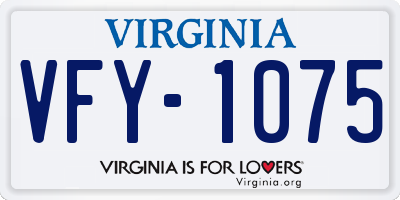 VA license plate VFY1075