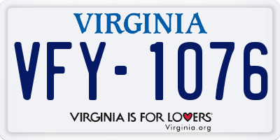 VA license plate VFY1076
