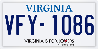 VA license plate VFY1086