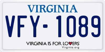 VA license plate VFY1089