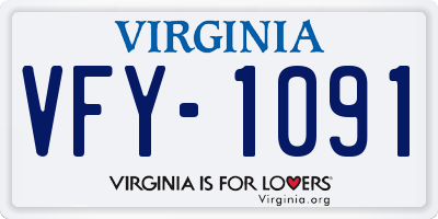 VA license plate VFY1091
