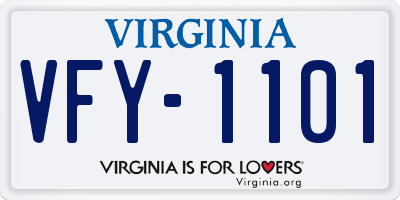 VA license plate VFY1101
