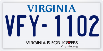 VA license plate VFY1102