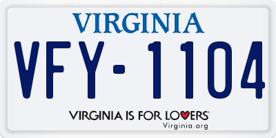 VA license plate VFY1104