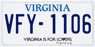 VA license plate VFY1106
