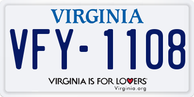 VA license plate VFY1108