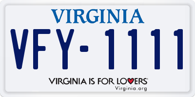 VA license plate VFY1111