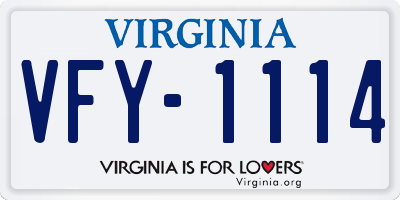 VA license plate VFY1114