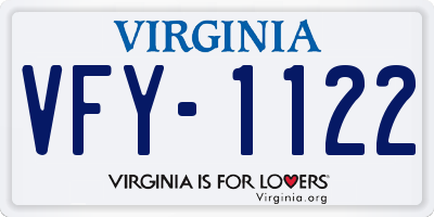 VA license plate VFY1122