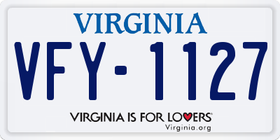 VA license plate VFY1127