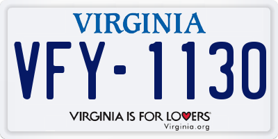 VA license plate VFY1130