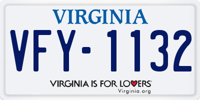 VA license plate VFY1132