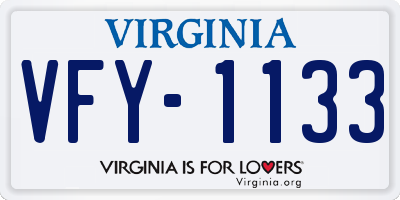 VA license plate VFY1133
