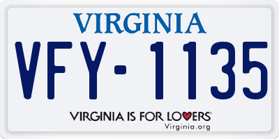 VA license plate VFY1135