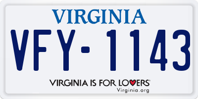 VA license plate VFY1143