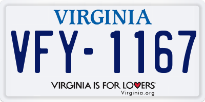 VA license plate VFY1167
