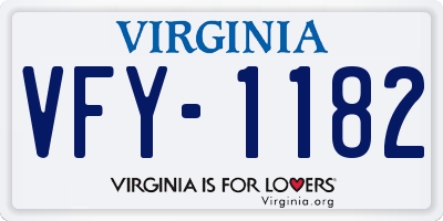 VA license plate VFY1182