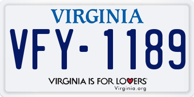 VA license plate VFY1189
