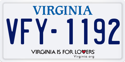 VA license plate VFY1192