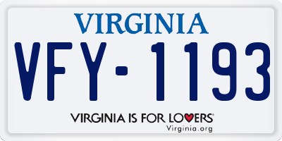 VA license plate VFY1193