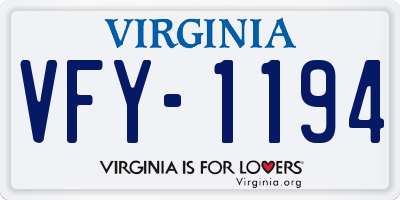 VA license plate VFY1194