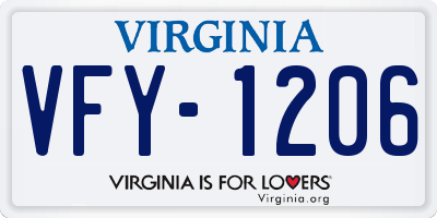 VA license plate VFY1206