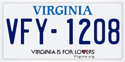 VA license plate VFY1208