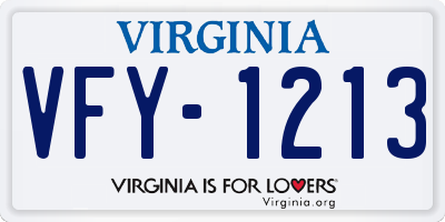 VA license plate VFY1213