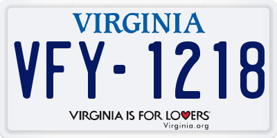VA license plate VFY1218
