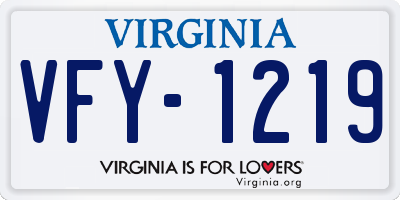 VA license plate VFY1219