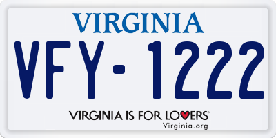 VA license plate VFY1222