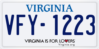 VA license plate VFY1223