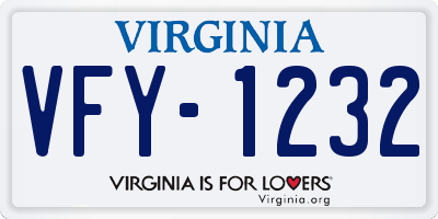VA license plate VFY1232