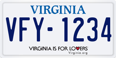 VA license plate VFY1234
