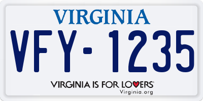 VA license plate VFY1235