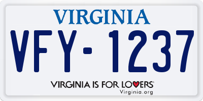 VA license plate VFY1237