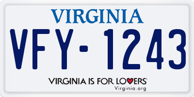 VA license plate VFY1243