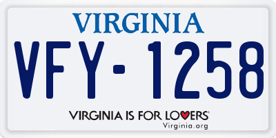 VA license plate VFY1258
